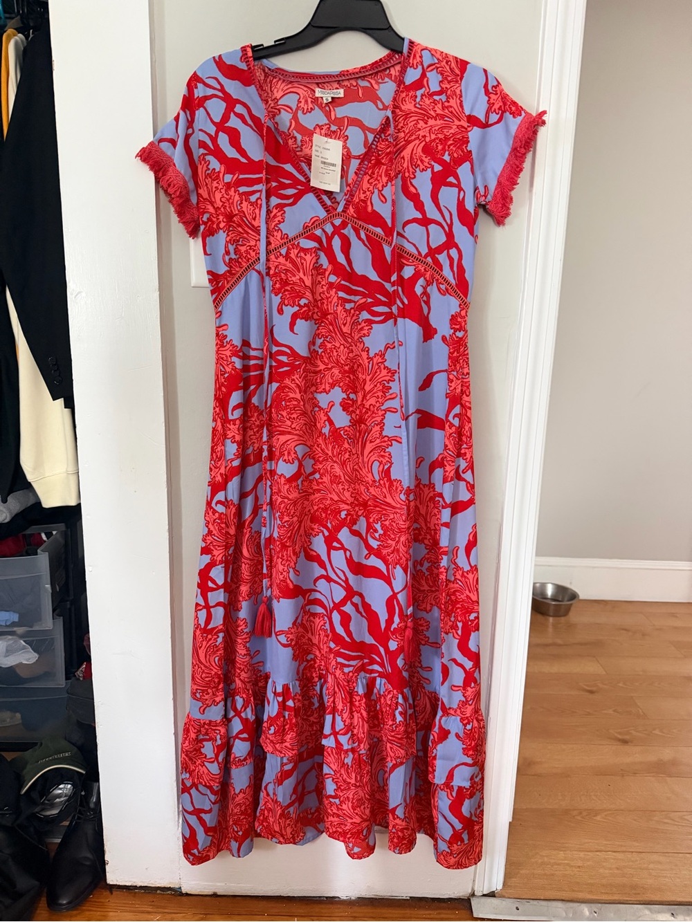 Women's Red Floral Print Maxi Dress